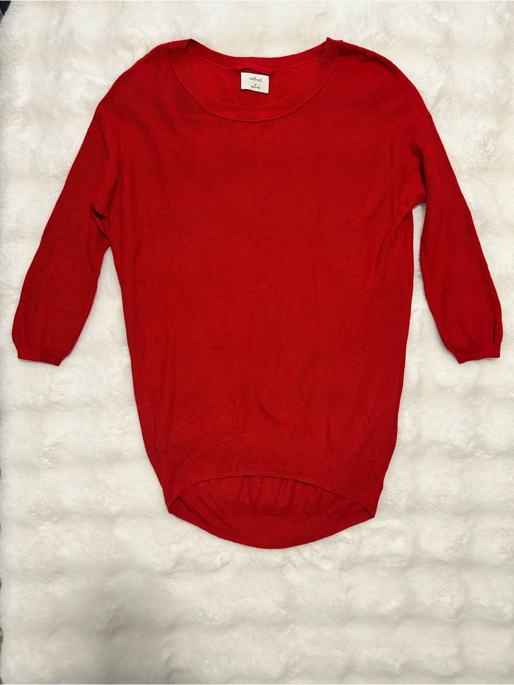 Wilfred Silk Cashmere Red Scoop Neck Lightweight Knit Sweater